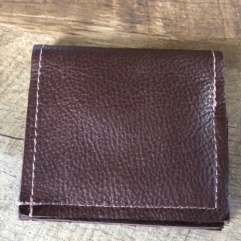 Brown, handmade leather wallet